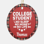 大学生No睡眠金ライフレッドプレイド セラミックオーナメント (左)