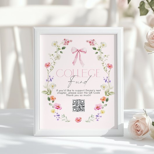 大学資金 QR コード 卒業 ピンクのリボン ポスター