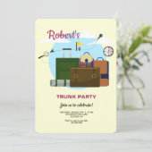 大学進学お祝いトランクパーティー招待状 招待状 (スタンド正面)