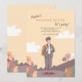 大学進学男子卒業パーティー招待状 招待状 (正面/裏面)