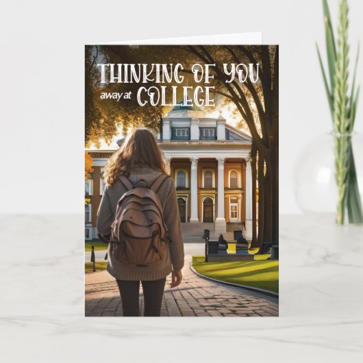 大学遠くにで考えの女子学生 カード (正面)