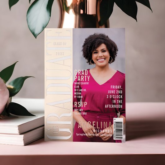 大学院おもしろいトレンディー誌カバーグラッドパーティー 箔招待状