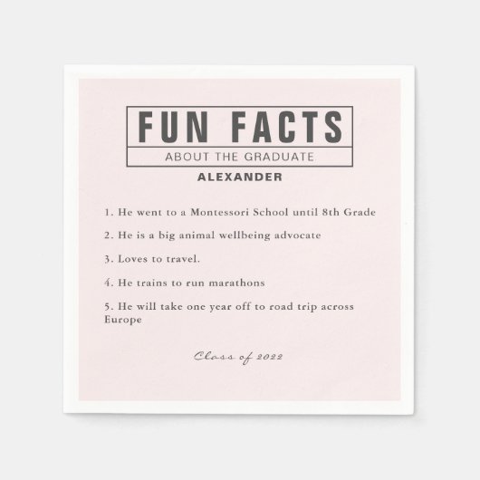 大学院おもしろいファクトソフト赤面ピンク紙 スタンダードカクテルナプキン (正面)