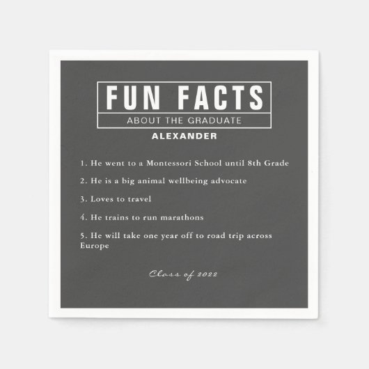 大学院おもしろい事実灰色の炭紙 スタンダードカクテルナプキン (正面)