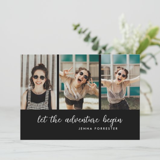 大学院で冒険を始める | 3枚の写真 招待状 (スタンド正面)