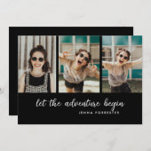 大学院で冒険を始める | 3枚の写真 招待状 (正面/裏面)