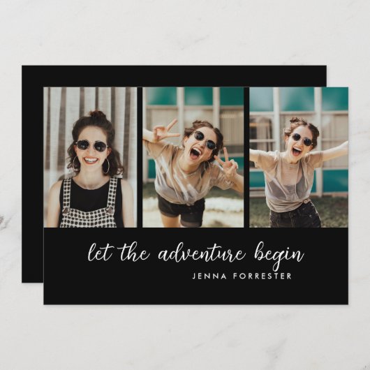 大学院で冒険を始める | 3枚の写真 招待状 (正面/裏面)