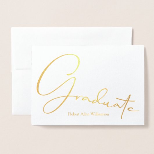 大学院で折りパーソナライズされた畳み 箔カード (封筒付き正面)