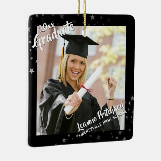 大学院で編集可能な黒と星2枚の写真 セラミックオーナメント (右)