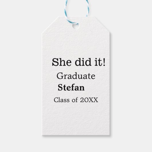 大学院で20XX文字のクラスを追加 ギフトタグ (正面)