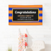 大学院のお祝いの濃紺のオレンジは縞で飾ります 横断幕 (インサイチュ)