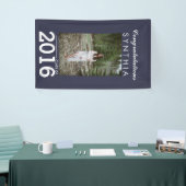 大学院のお祝いの濃紺の写真のヤードの印 横断幕 (トレードショー)