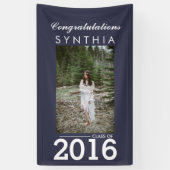 大学院のお祝いの濃紺の写真のヤードの印 横断幕 (縦)