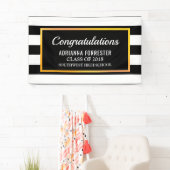 大学院のお祝いの白黒のストライプ 横断幕 (インサイチュ)