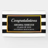 大学院のお祝いの白黒のストライプ 横断幕 (横)