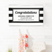 大学院のお祝いの白黒のストライプ 横断幕 (インサイチュ)