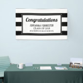 大学院のお祝いの白黒のストライプ 横断幕 (トレードショー)