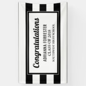 大学院のお祝いの白黒のストライプ 横断幕 (縦)