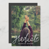 大学院のかわいくカジュアルなタイポグラフィの卒業の写真 招待状 (正面/裏面)