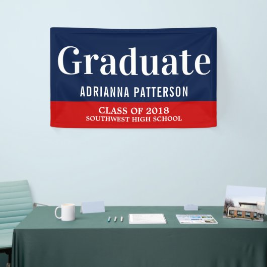 大学院のはっきりしたな|の濃紺の赤 横断幕 (トレードショー)