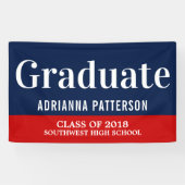 大学院のはっきりしたな|の濃紺の赤 横断幕 (横)