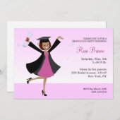 大学院のアフリカ系アメリカ人の女の子のパーティの招待状 招待状 (正面/裏面)