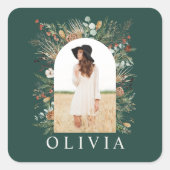 大学院のアーチ写真の植物緑 スクエアシール (正面)