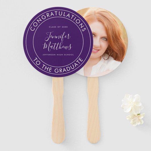 大学院のカラーおめでとう ハンドファン (正面&裏面)