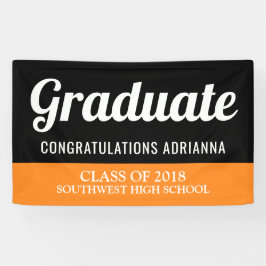 大学院のタイポグラフィのお祝いの黒のオレンジ 横断幕