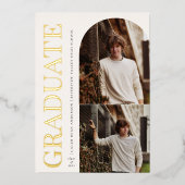 大学院のヘッドライン卒業写真 箔招待状 (正面)