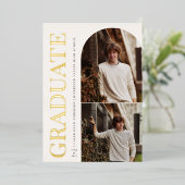 大学院のヘッドライン卒業写真 箔招待状 (立ち正面)