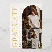 大学院のヘッドライン卒業写真 箔招待状 (正面)
