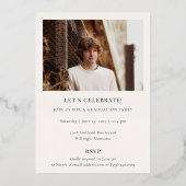 大学院のヘッドライン卒業写真 箔招待状 (裏面)