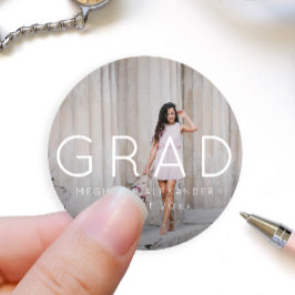 大学院の写真と名前のシール ラウンドシール
