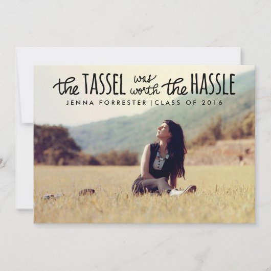 大学院の写真のタッセルは手間のかかる台本に値する 招待状 (正面)