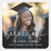 大学院の写真のモダンスクリプト差出人住所 スクエアシール (正面)