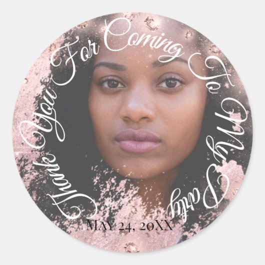 大学院の写真来グリッターに感謝 ラウンドシール (正面)