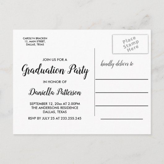 大学院の写真 | シンプル卒業党 インビテーションポストカード (裏面)