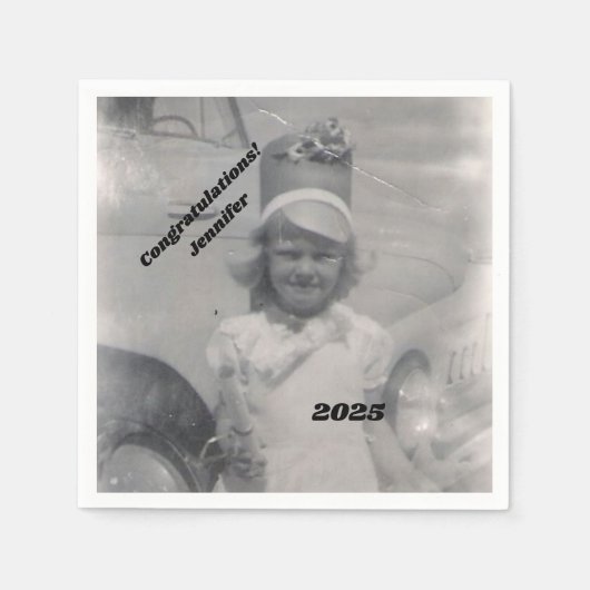 大学院の写真 | 祝福 | 名前と年 スタンダードカクテルナプキン (正面)