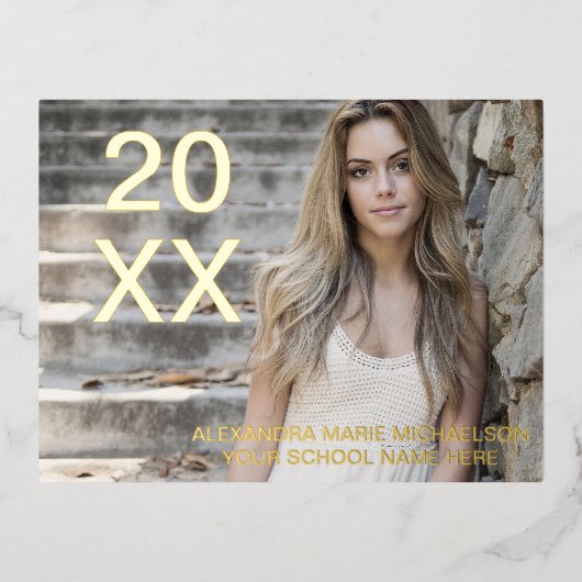 大学院の写真 箔招待状ポストカード (正面)