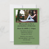 大学院の写真 | 3x5緑のストライプ 招待状 (裏面)
