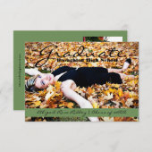 大学院の写真 | 3x5緑のストライプ 招待状 (正面/裏面)