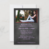 大学院の写真 – 3x5 Chalkboardのストライプ 招待状 (裏面)