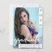 大学院の写真 | Chic Script シンプル Keepsake 案内状 (正面)