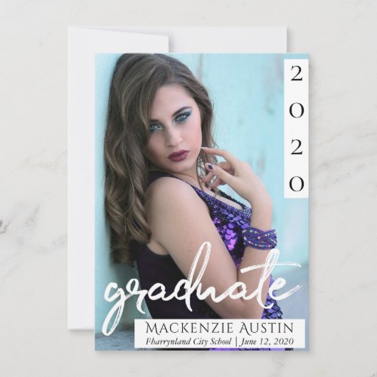 大学院の写真 | Chic Script シンプル Keepsake 案内状 (正面)