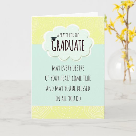 大学院の卒業のお祝いのための祈りの言葉 カード (黄色い花)