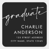 大学院の卒業式ブラック差出人住所 スクエアシール (正面)