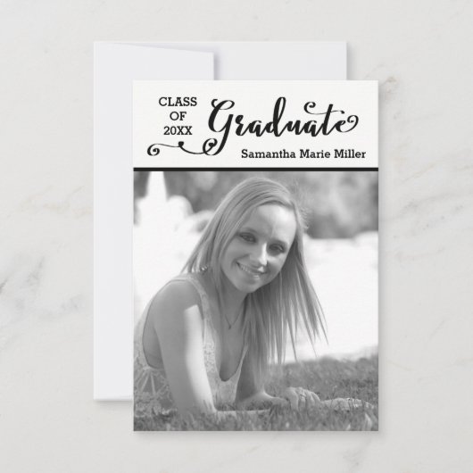 大学院の原稿の垂直- 3x5卒業 招待状 (正面)