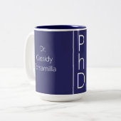 大学院の名前Blue PhD ツートーンマグカップ (正面左)