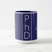 大学院の名前Blue PhD ツートーンマグカップ (中央)